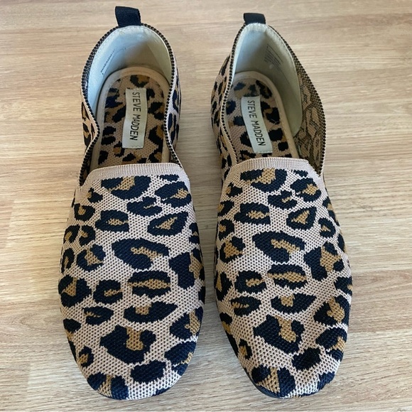 Steve Madden Knit Leopard Animal Print Raine Loafers Ballet Flats Size 8 - Picture 2 of 8